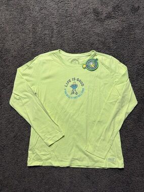 Life Is Good Neon Lime Long-Sleeve Tee